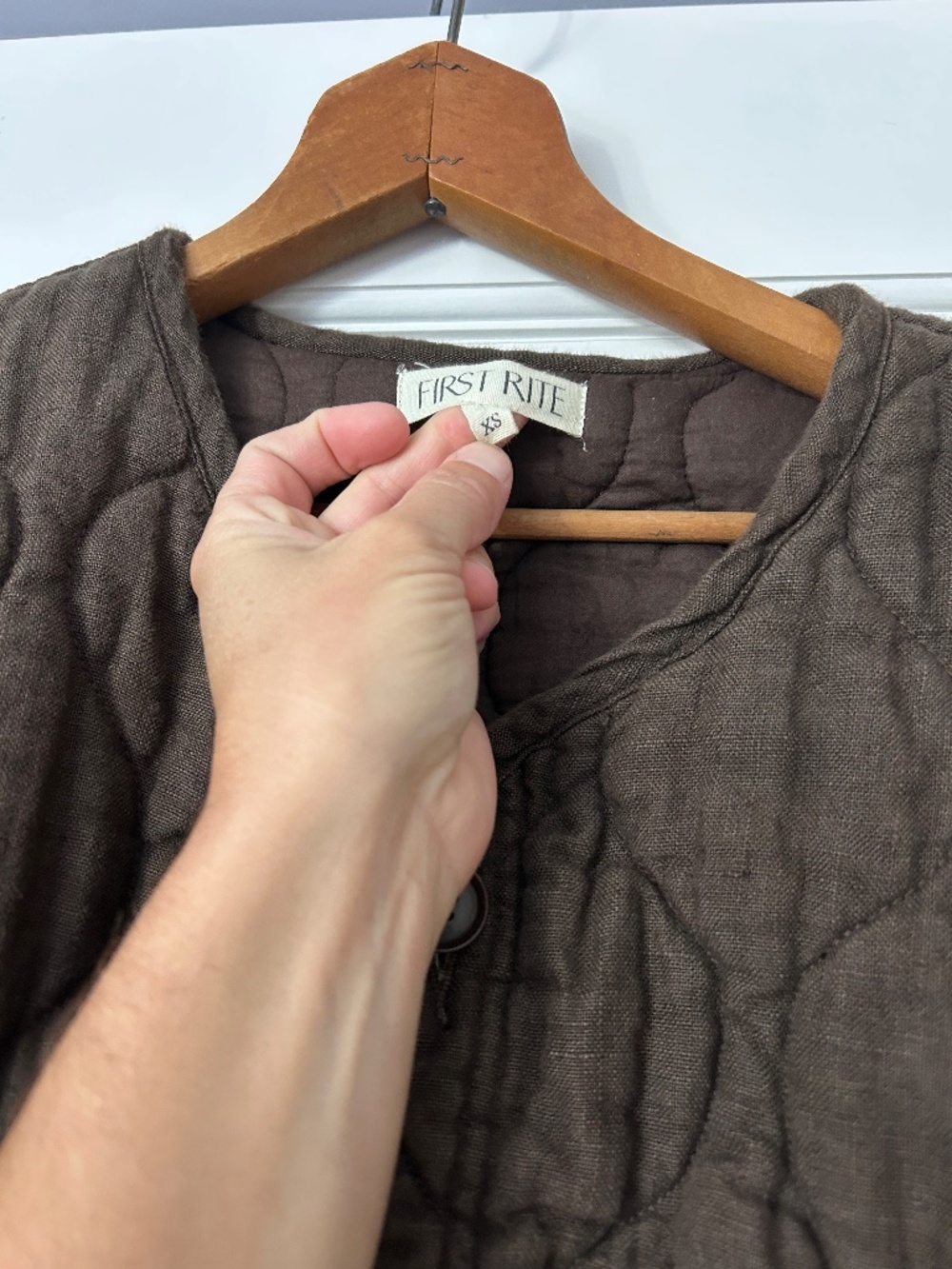 First Rite Quilted Coat Walnut Size XS - Picture 6 of 8